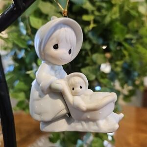 Precious Moments Enesco Christmas Ornament January Mommy Baby Carriage Sled